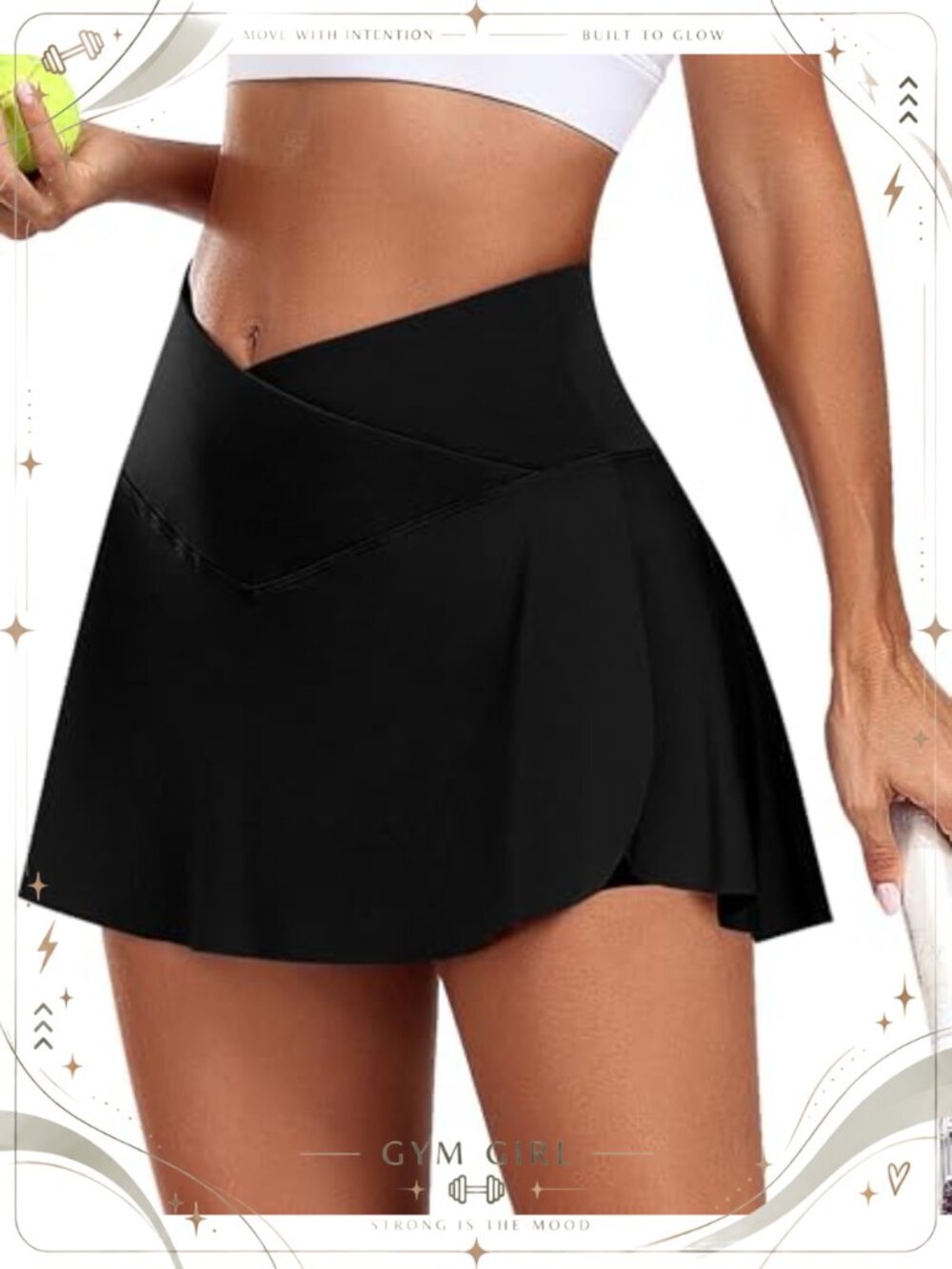 Tennis Skirt for Women with Shorts Crossover Golf Skort High Waisted Mini
